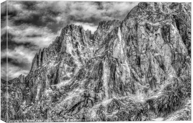 Mont Blanc Monochrome  Canvas Print by David Pyatt