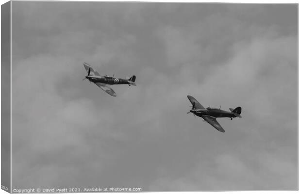 Spitfire And Hurricane Flight  Canvas Print by David Pyatt