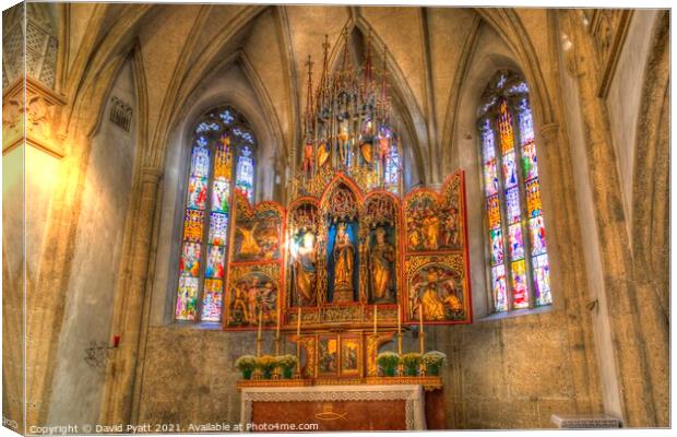 Nonnberg Abbey Stained Glass       Canvas Print by David Pyatt