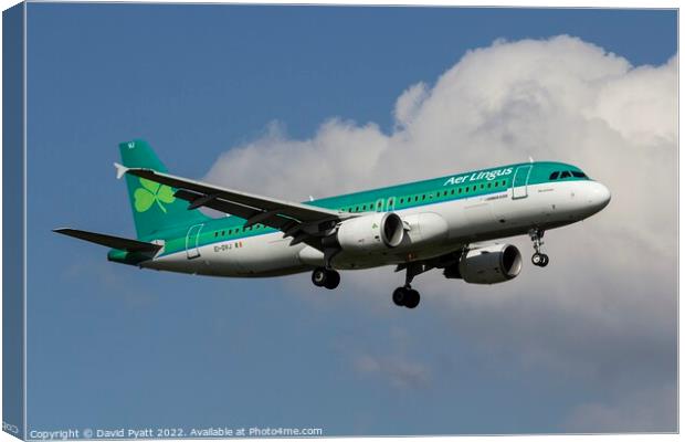 Aer Lingus Airbus A320      Canvas Print by David Pyatt