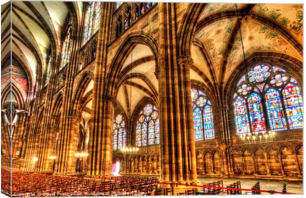 Stained Glass Strasbourg Cathedral Canvas Print by David Pyatt