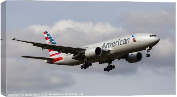 American Airlines Boeing 777 Pano Canvas Print by David Pyatt