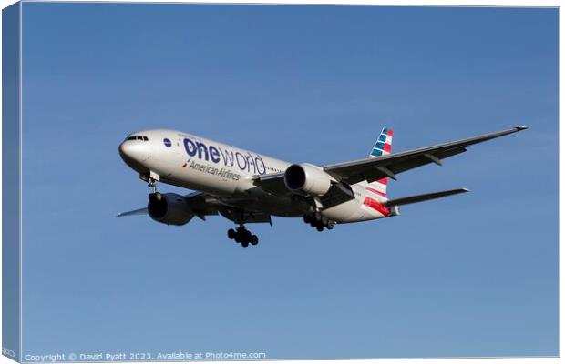 American Airlines Boeing 777-223 Canvas Print by David Pyatt