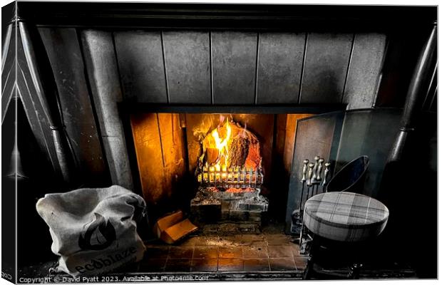 Traditional Log Fire Canvas Print by David Pyatt