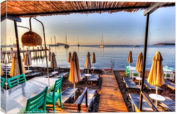 Bodrum Turkey Beach Club Dawn Canvas Print by David Pyatt