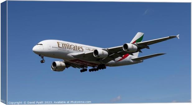 Emirates Airbus A380 Panorama Canvas Print by David Pyatt