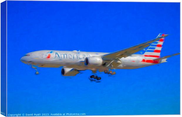 American Airlines Boeing 777 Art Style Canvas Print by David Pyatt