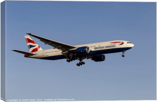 British Airways Boeing 777 Canvas Print by David Pyatt