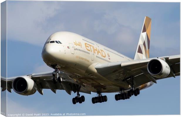 Etihad Airways Airbus A380-861     Canvas Print by David Pyatt