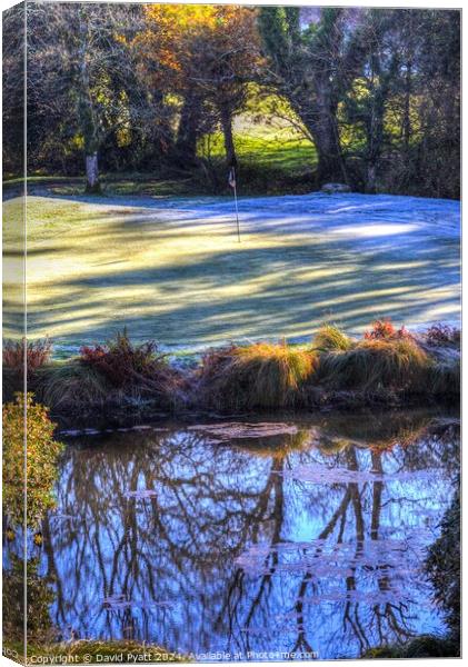 Frosty Morning Golf Green  Canvas Print by David Pyatt