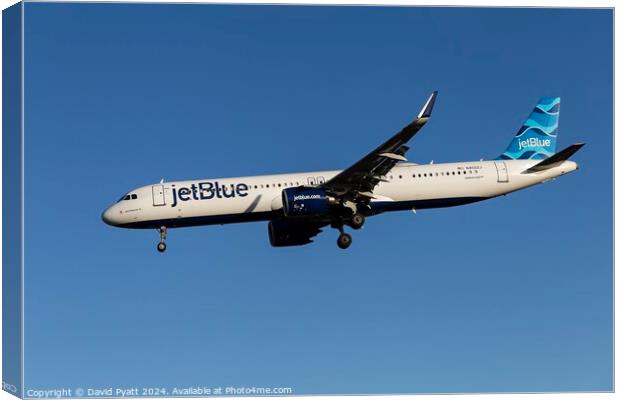 JetBlue Airways Airbus A321-271NX Canvas Print by David Pyatt