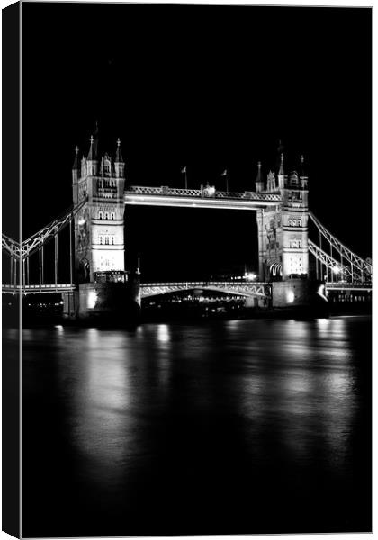Tower Bridge In Black and White Canvas Print by David Pyatt
