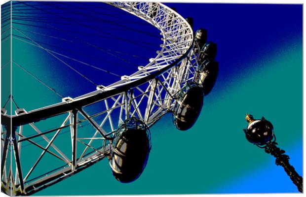 London Eye and Street Lamp Canvas Print by David Pyatt