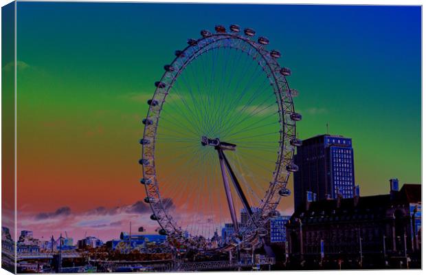 The London Eye Digital art Canvas Print by David Pyatt