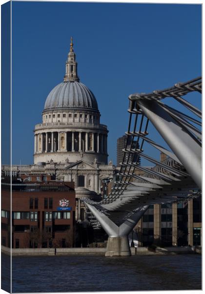 St pauls and Millenium Bridge Canvas Print by David Pyatt