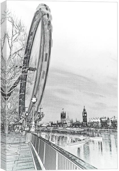 London Eye and Westminster Art Canvas Print by David Pyatt