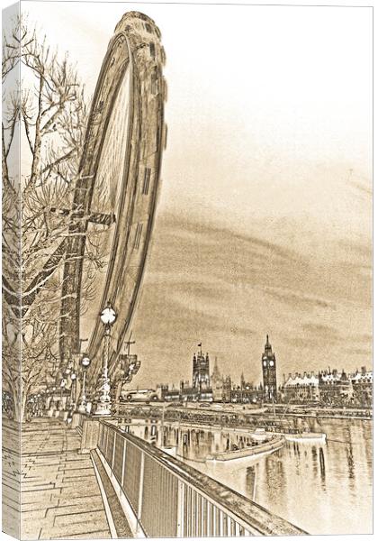 London Eye and Westminster Art Canvas Print by David Pyatt