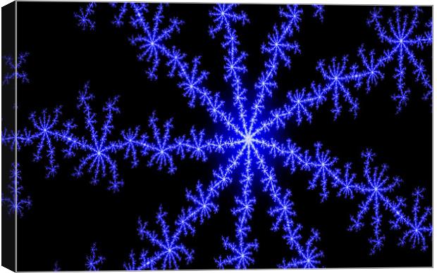 Blue snow crystal Canvas Print by David Pyatt