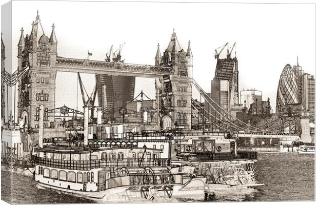 River Thames Sketch Canvas Print by David Pyatt
