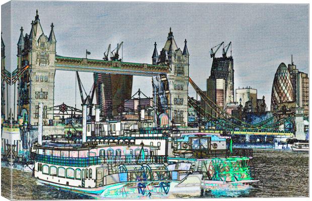 River Thames Sketch Canvas Print by David Pyatt