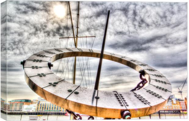 Sundial St Katherines Dock Canvas Print by David Pyatt