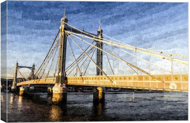 The Albert Bridge Art Canvas Print by David Pyatt