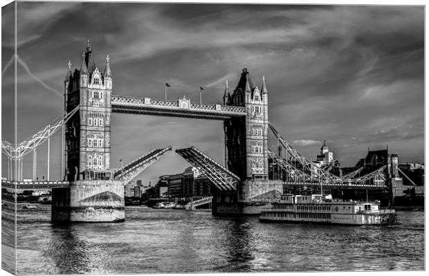 Tower Bridge London opening Canvas Print by David Pyatt