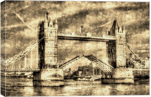 Tower Bridge London opening Canvas Print by David Pyatt