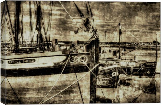 Thames Sailing Barges Vintage Canvas Print by David Pyatt