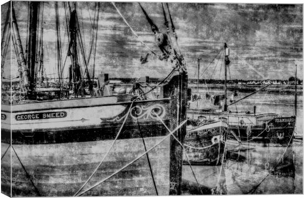 Thames Sailing Barges Vintage Canvas Print by David Pyatt