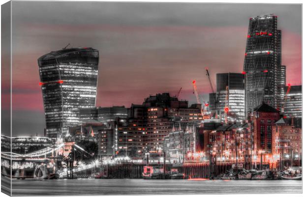 City of London at night Canvas Print by David Pyatt