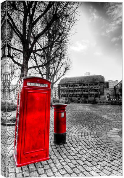  Red Post Box Phone box London Canvas Print by David Pyatt