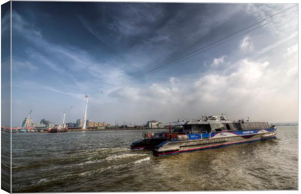 Thames Clipper And Cable Car Canvas Print by David Pyatt