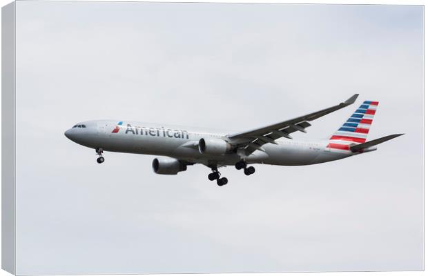 American Airlines Airbus A330 Canvas Print by David Pyatt