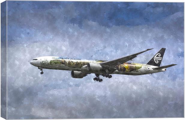 Air New Zealand Hobbit Boeing 777 Art Canvas Print by David Pyatt