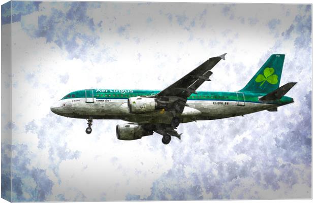 Aer Lingus Airbus A319 Art Canvas Print by David Pyatt