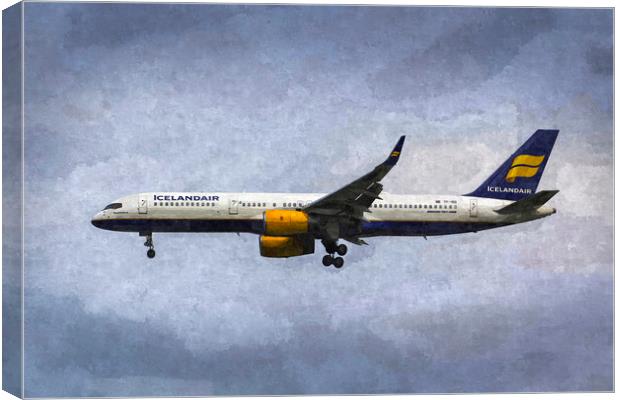 Icelandair Boeing 757 Art Canvas Print by David Pyatt