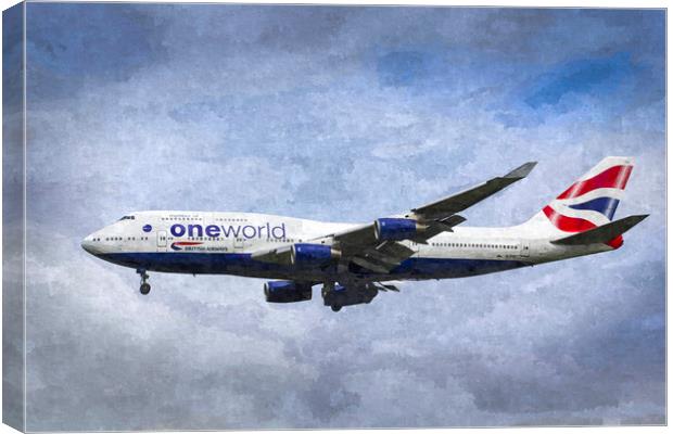 One World Boeing 747 Art Canvas Print by David Pyatt