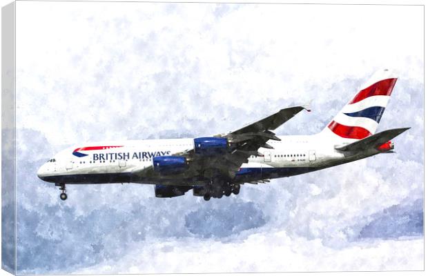 British Airways Airbus A380 Art Canvas Print by David Pyatt