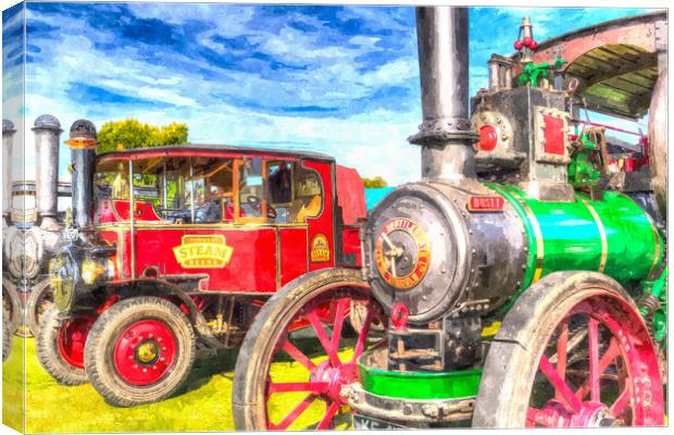 Traction Engine and Steam Lorry Art Canvas Print by David Pyatt