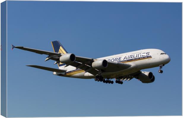 Singapore Airlines Airbus A380 Canvas Print by David Pyatt