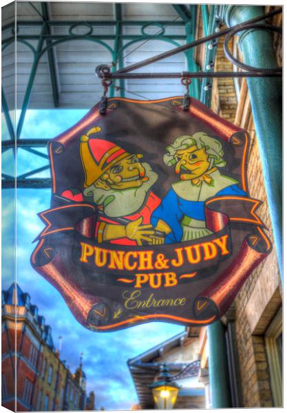 The Punch And Judy Pub Sign Canvas Print by David Pyatt
