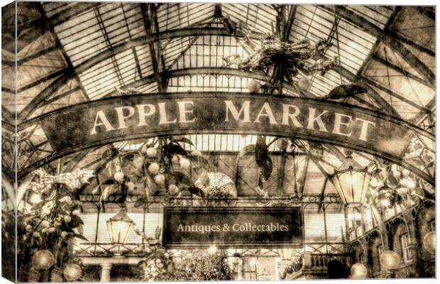 The Apple Market Covent Garden London Vintage Canvas Print by David Pyatt