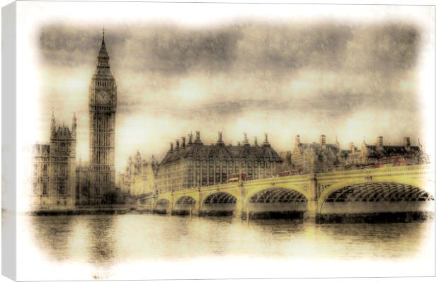 Westminster Bridge Vintage Canvas Print by David Pyatt