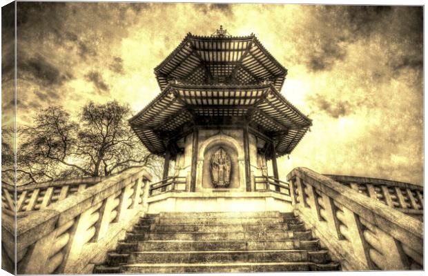 The Pagoda Battersea Park London Vintage Canvas Print by David Pyatt