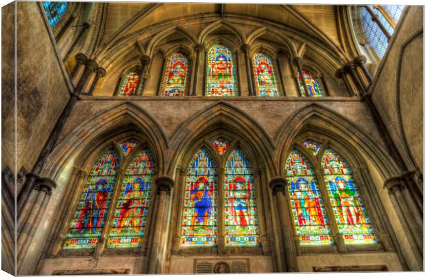Rochester Cathedral Stained Glass Windows Canvas Print by David Pyatt