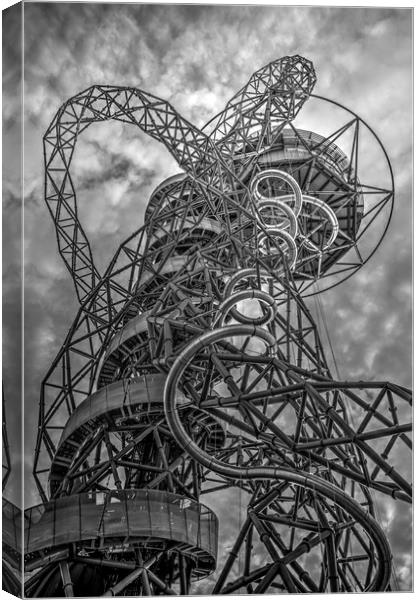 The Arcelormittal Orbit Monochrome Canvas Print by David Pyatt