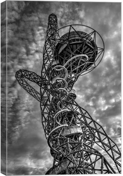 The Arcelormittal Orbit Monochrome Canvas Print by David Pyatt