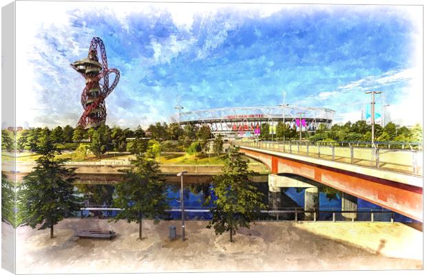 West Ham Olympic Stadium And The Arcelormittal Orb Canvas Print by David Pyatt