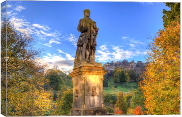 Allan Ramsey And Edinburgh Castle Scotland Canvas Print by David Pyatt